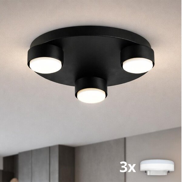 Brilagi - LED RGB димируем таванен плафон MONO 3xGX53/14W/230V Wi-Fi Tuya Ø 30 cm черен