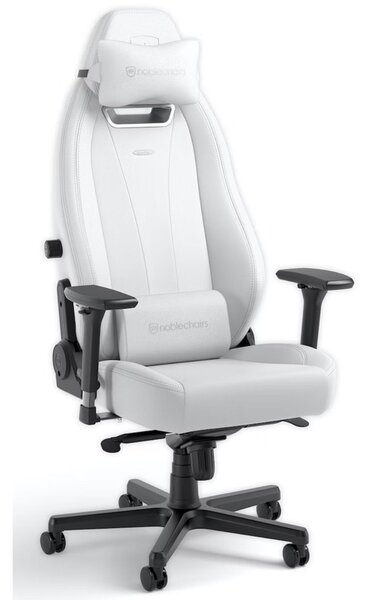 Геймърски стол noblechairs Legend White Edition (NBL-LGD-GER-WED), до 150kg, PU синтетична кожа, стоманена база, лумбална опора, бял