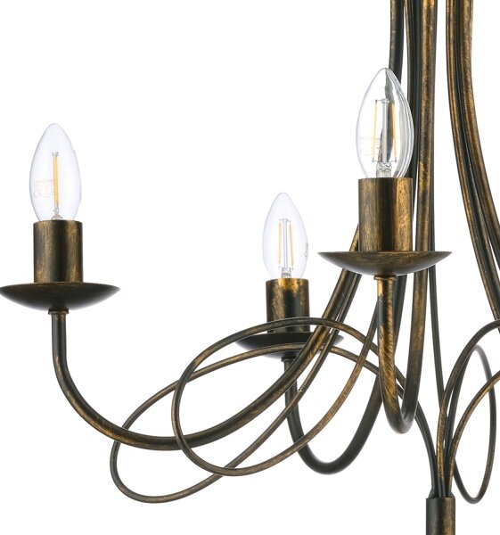 ONLI - Полилей на верига MILVIA 5xE14/6W/230V бронзов