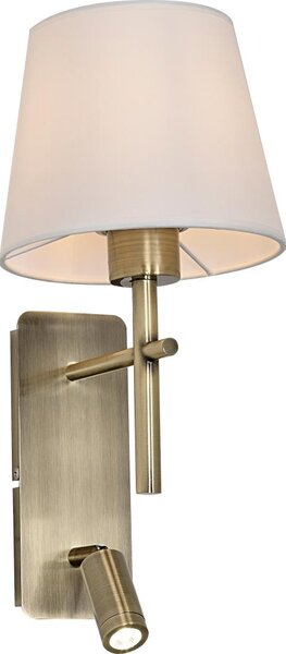 Zuma Line W4106-2AB+WH-LED Настенна лампа LUNA 1xE27/40W/230V + LED/2,5W месинг/бяла