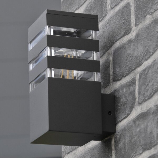 LED RGBW димируема външна стенна лампа TEKSAS 1xE27/9W/230V IP44 антрацит