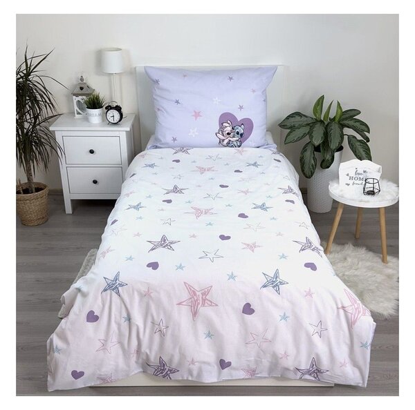 Единично детско памучно спално бельо 140x200 cm Lilo and Stitch "Heart" – Jerry Fabrics