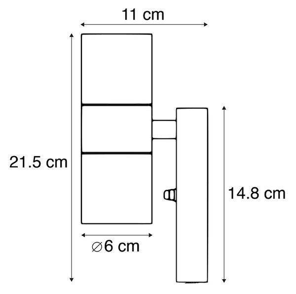 Външна стенна лампа стомана 2-светлинна IP44 със сензор за здрач - Duo