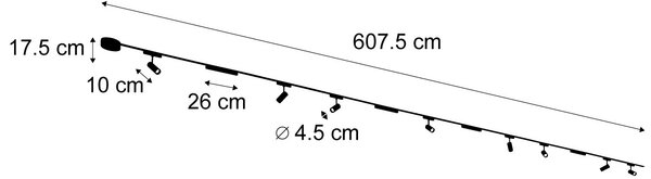 Релсова система за осветление с 8 прожектора и 4 таванни лампи черна 1-фазна - Magnetic Gert Puntua