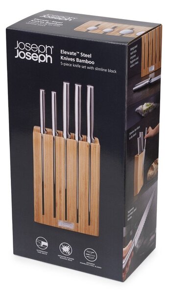 Комплект ножове с поставка 5 бр. от неръждаема стомана Elevate Bamboo – Joseph Joseph