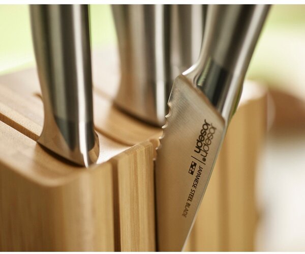 Комплект ножове с поставка 5 бр. от неръждаема стомана Elevate Bamboo – Joseph Joseph