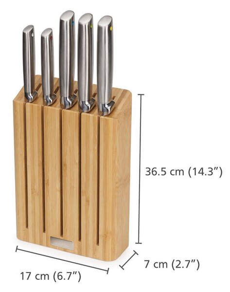 Комплект ножове с поставка 5 бр. от неръждаема стомана Elevate Bamboo – Joseph Joseph
