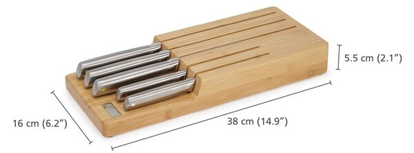 Комплект ножове с поставка 5 бр. от неръждаема стомана Elevate Bamboo – Joseph Joseph