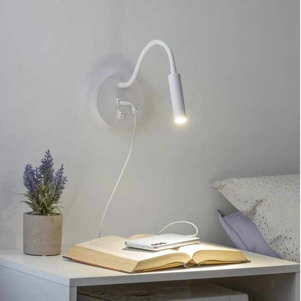 Brilagi - LED Гъвкав аплик с USB порт MAYA LED/3W/230V бял