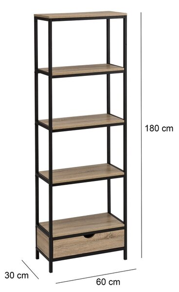 Черна естествена етажерка от дъб 60x180 cm Urban - Casa Selección