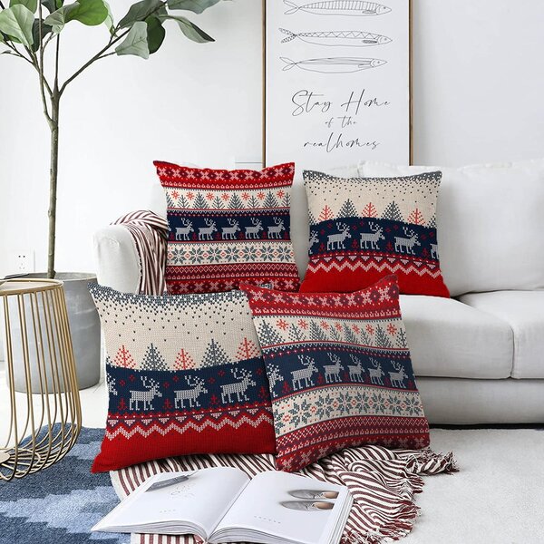 Комплект от 4 коледни калъфки за възглавници от шенил Blue Nordic, 55 x 55 cm - Minimalist Cushion Covers