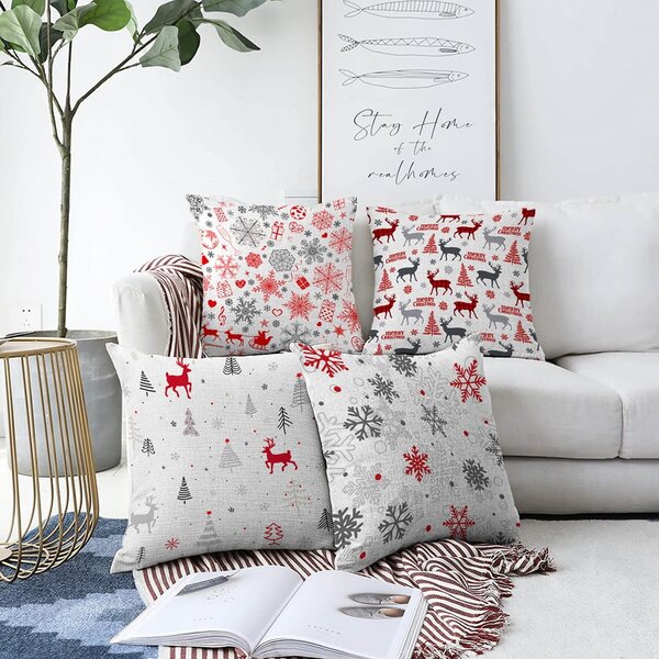 Комплект от 4 коледни калъфки от шенил Nordic Christmas, 55 x 55 cm - Minimalist Cushion Covers