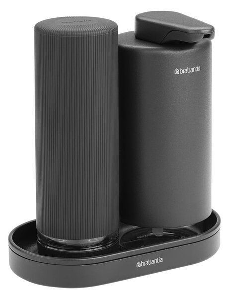 Комплект 2 бр дозатори Brabantia SinkStyle 1008504, Подходящи за препарати за ръце и съдове, 200 мл, Минерализирано покритие, Тъмносив
