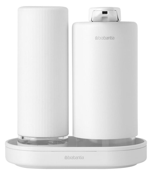 Комплект 2 бр дозатори Brabantia SinkStyle 1008505, Подходящи за препарати за ръце и съдове, 200 мл, Минерализирано покритие, Бял