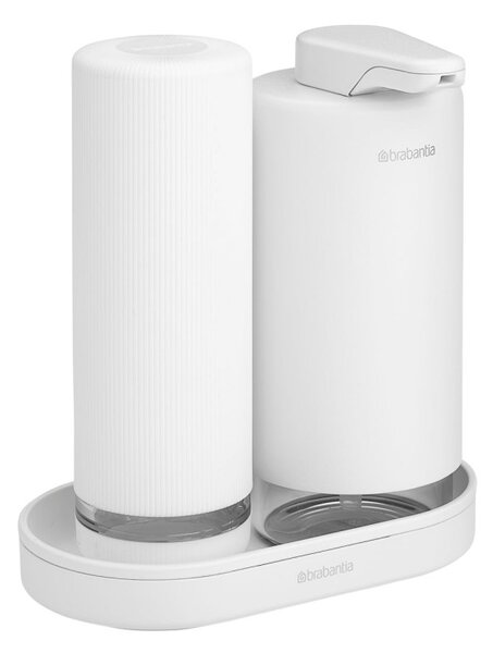 Комплект 2 бр дозатори Brabantia SinkStyle 1008505, Подходящи за препарати за ръце и съдове, 200 мл, Минерализирано покритие, Бял