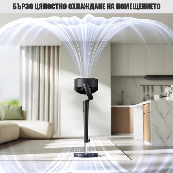 Вентилатор Dreo TurboPoly™ Fan 154, 36W, 3 режима, 9 скорости, Хоризонтална осцилация до 120°, HyperSilent, Черен