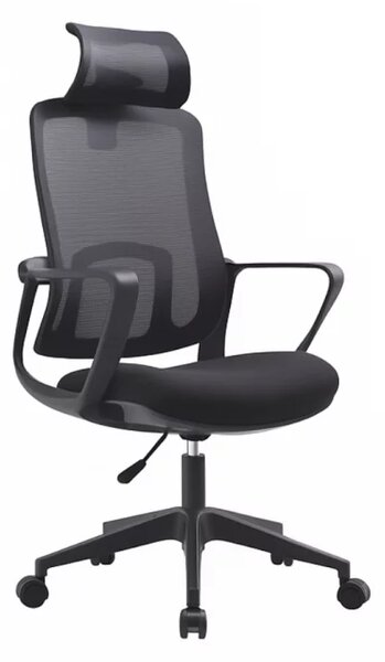 Ергономичен офис стол Nuvia с регулируема облегалка за глава – размери W720×D605×H1160–1250 мм