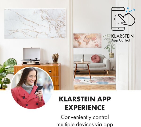Klarstein Wonderwall Air Art Smart, инфрачервен нагревател, 120 х 60 см, 700 W, приложение, мрамор 1
