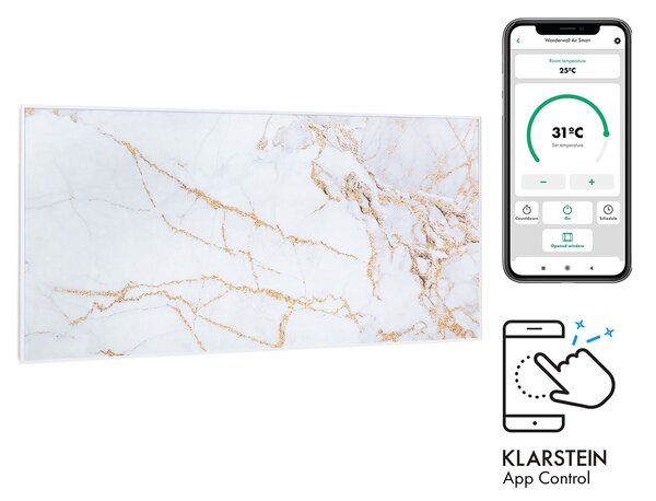 Klarstein Wonderwall Air Art Smart, инфрачервен нагревател, 120 х 60 см, 700 W, приложение, мрамор 1