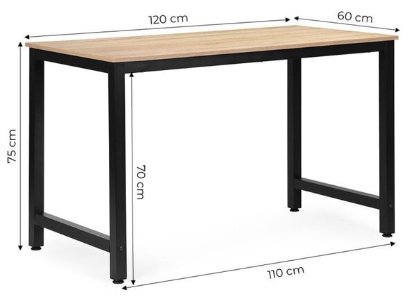 Компютърно бюро 120 x 60 cm - бюро за офис и студентска стая Черен