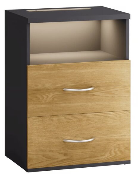 Нощно шкафче Jamie с LED осветление и USB - 55 × 40 × 28 cm antracitová