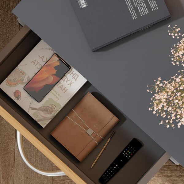 Нощно шкафче Jamie с LED осветление и USB - 55 × 40 × 28 cm antracitová