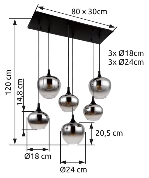 Globo 15548-6H - Пендел MAXY 6xE27/40W/230V