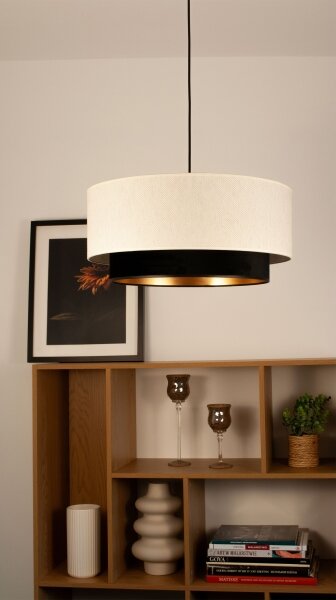 Полилей на кабел NATIA 1xE27/60W/230V Ø 45 cm бял/черен