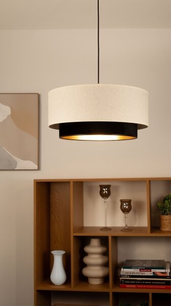 Полилей на кабел NATIA 1xE27/60W/230V Ø 45 cm бял/черен