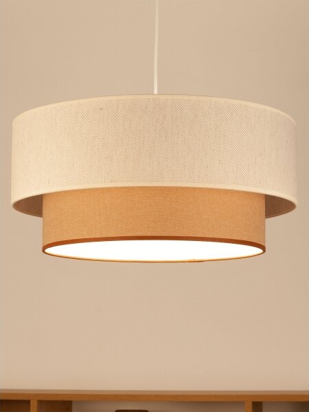Подвесна лампа на кабел NATIA 1xE27/60W/230V Ø 45 см бял/кафяв