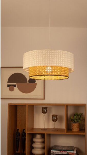 Полилей с окачване на кабел NATIA 1xE27/60W/230V Ø 45 см бял/кафяв