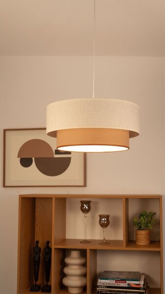 Подвесна лампа на кабел NATIA 1xE27/60W/230V Ø 45 см бял/кафяв
