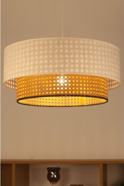 Полилей с окачване на кабел NATIA 1xE27/60W/230V Ø 45 см бял/кафяв