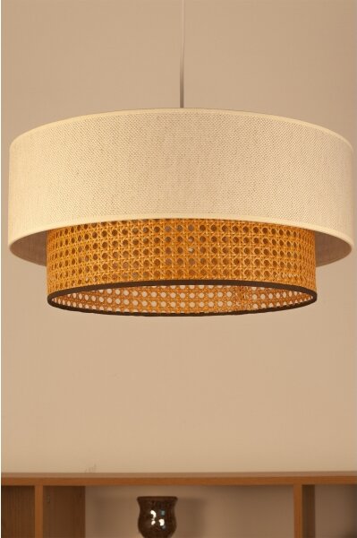 Полилей с окачване на кабел NATIA 1xE27/60W/230V Ø 45 см бял/кафяв