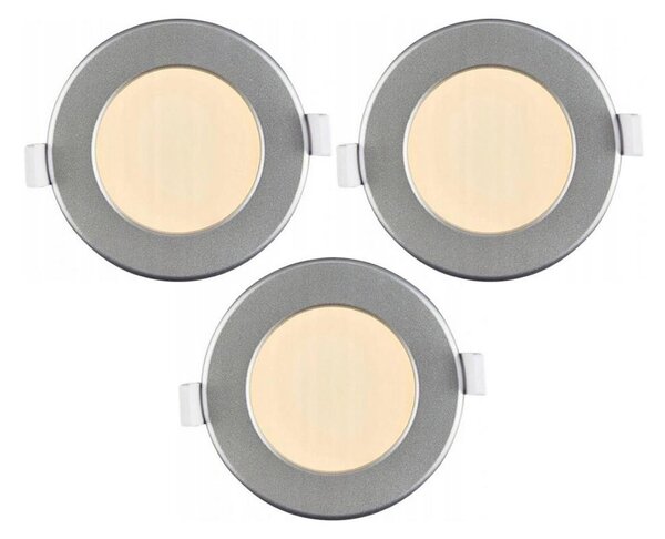 Комплект от 3 броя LED вградени таванни осветителни тела за баня LED/6W/230V IP44, в сребрист цвят