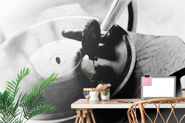 Фототапет – Черно-бял антикварен грамофон