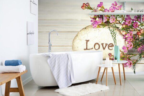 Фототапет – С надпис върху камък Love
