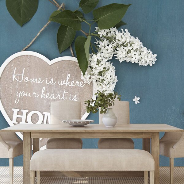 Фототапет – Сърце с цитат - Home is where your heart is