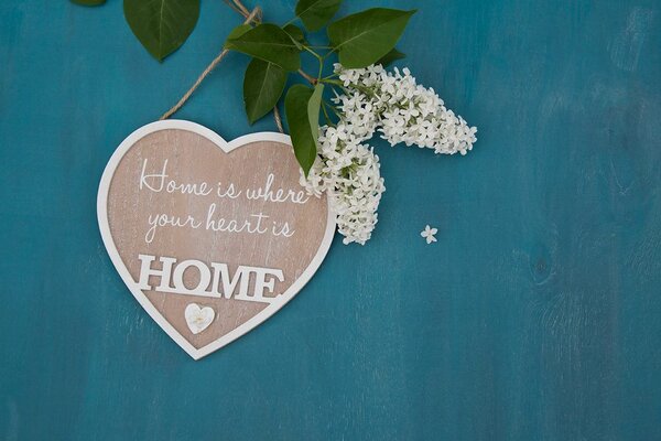Фототапет – Сърце с цитат - Home is where your heart is