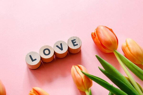 Фототапет – Кубчета с надпис Love