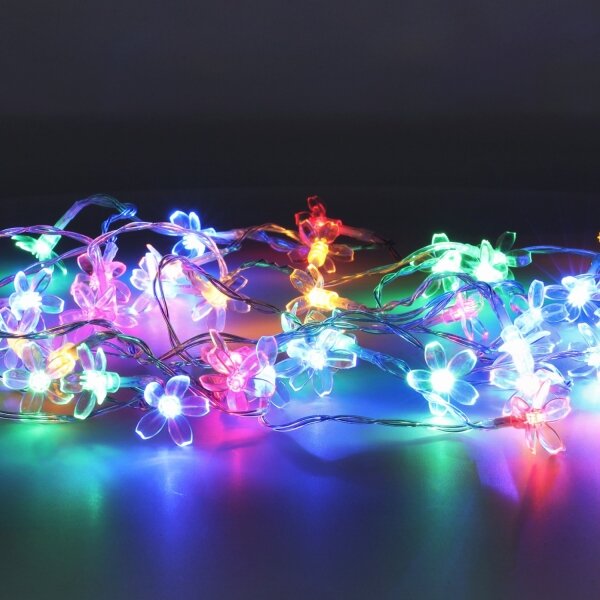 LED RGB соларен гирлянд 50xLED/0,12W/1,2V 1xAA IP44 600 mAh