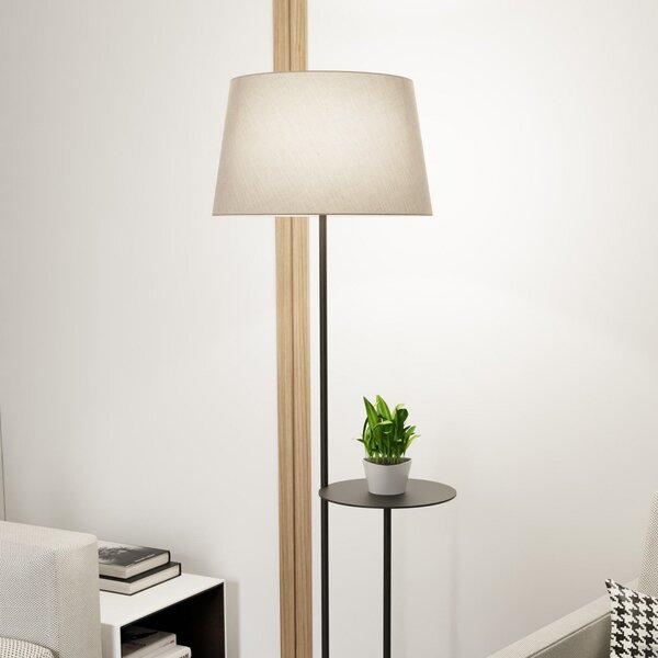 EMIBIG LIGHTING Хотелска подова лампа, бежово/черно, височина 150 cm, плат/метал, Бежов, Дневна/трапезария, Плат / текстил, Модерен