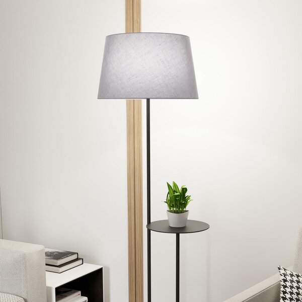 EMIBIG LIGHTING Хотелска подова лампа, сиво/черно, височина 150 см, плат/метал, Сив, Дневна/трапезария, Плат / текстил, Модерен
