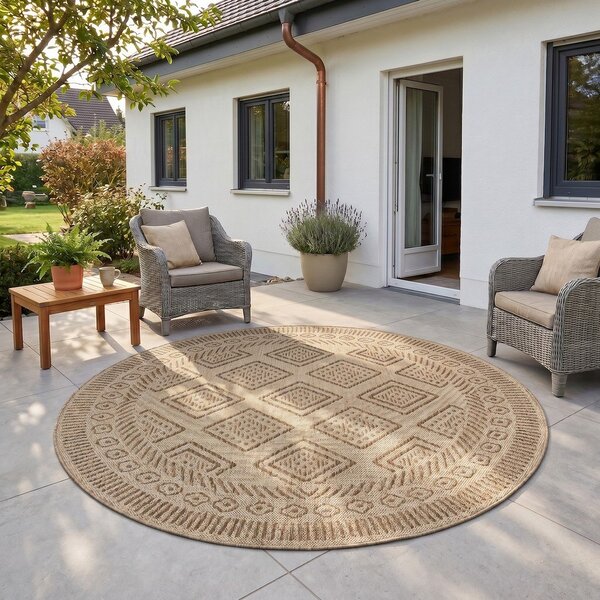Бежов кръгъл килим за открито и закрито ø 80 cm Mira 1452 – Ayyildiz Carpets