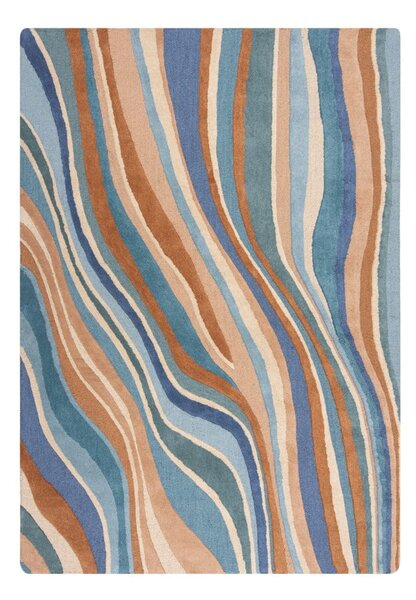 Син ръчно изработен вълнен килим 160x230 cm Abstract Flow – Flair Rugs