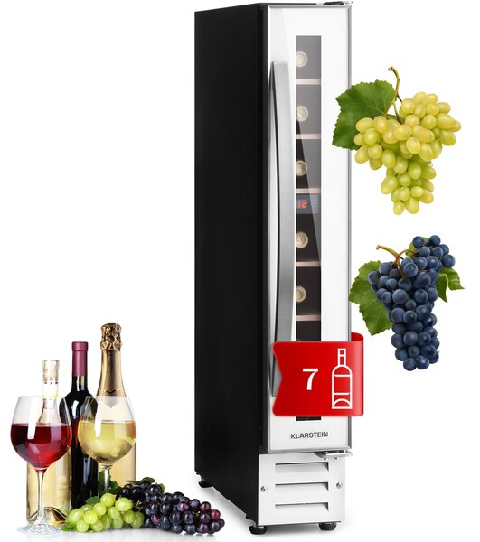 Klarstein Vinovilla 7, built-in, Uno Onyx, вграден охладител за вино, черно стъкло, неръждаема стомана