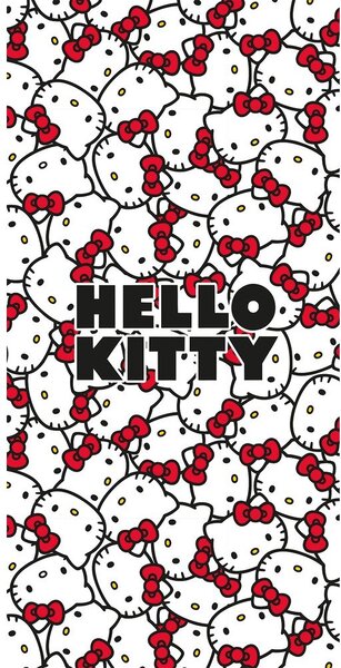 Червена/бяла памучна детска кърпа 70x140 cm Hello Kitty – Jerry Fabrics