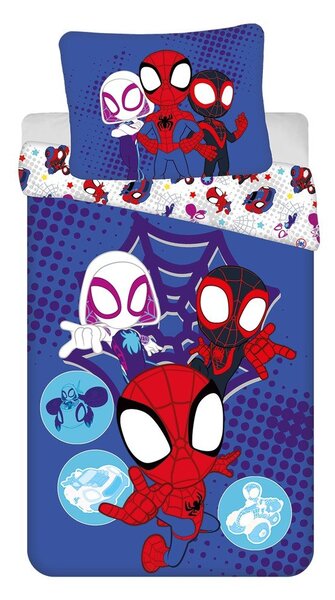 Синьо единично памучно детско спално бельо 140x200 cm Spidey – Jerry Fabrics