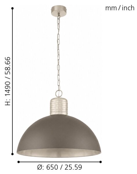 Eglo 49107 - Полилей на верижка COLDRIDGE 1xE27/60W/230V