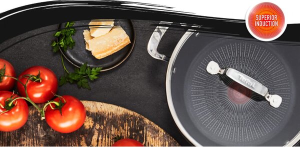 Уок Тиган Tefal G2557172 SHAL26CV M Unlimited, 26 см, Капак, Незалепващо покритие, Thermo-signal, Индукция, Черен